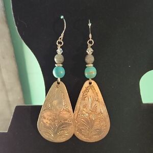 Elegant Silver and Turquoise Color Dangle Earrings